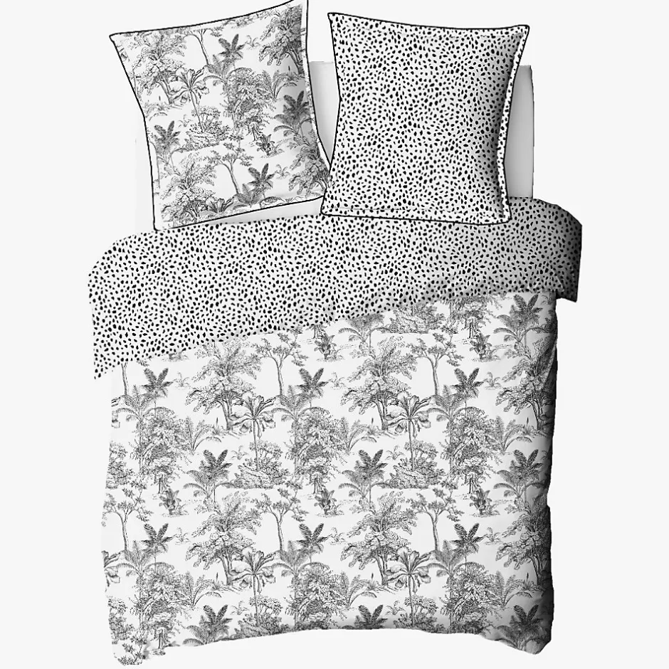 Future Home Parure de lit 2 personnes en coton 57 fils imprimé blanc 240x220cm Hot