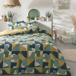 Future Home Parure de lit 2 personnes géométrique coton 57 fils 260x240cm Sale