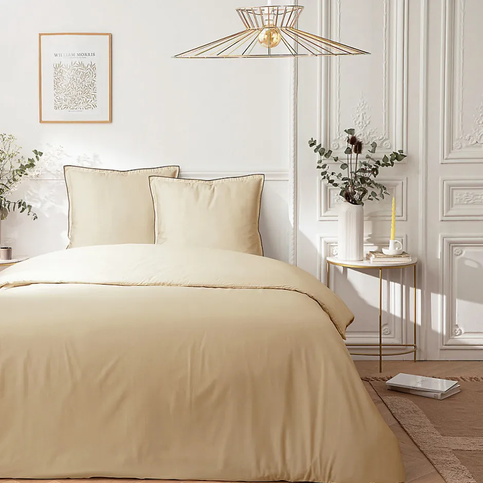 Future Home Parure de lit 2 personnes en satin de coton unie 240x220cm