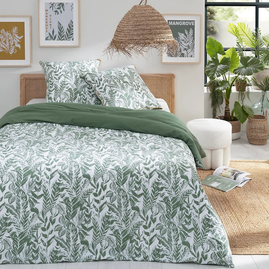 Future Home Parure de lit 2 personnes tropical réversible unie 240x220cm Clearance