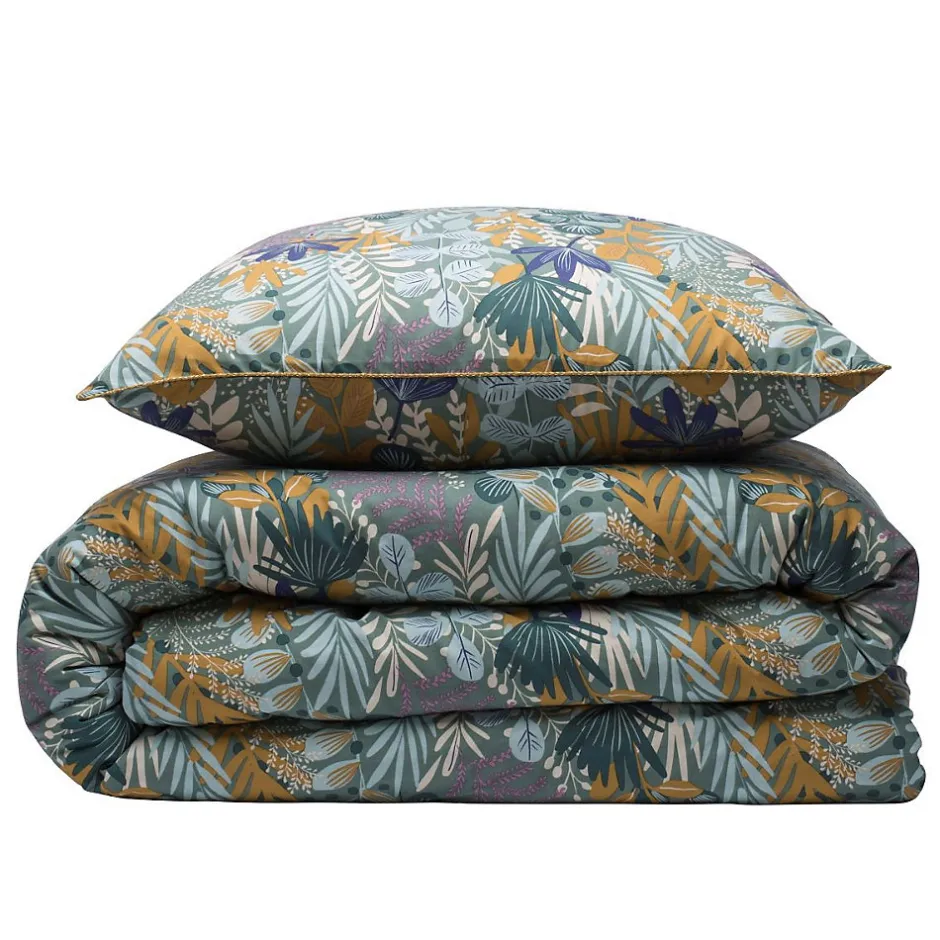 Future Home Parure de lit 2 personnes végétal tropical réversible 240x220cm