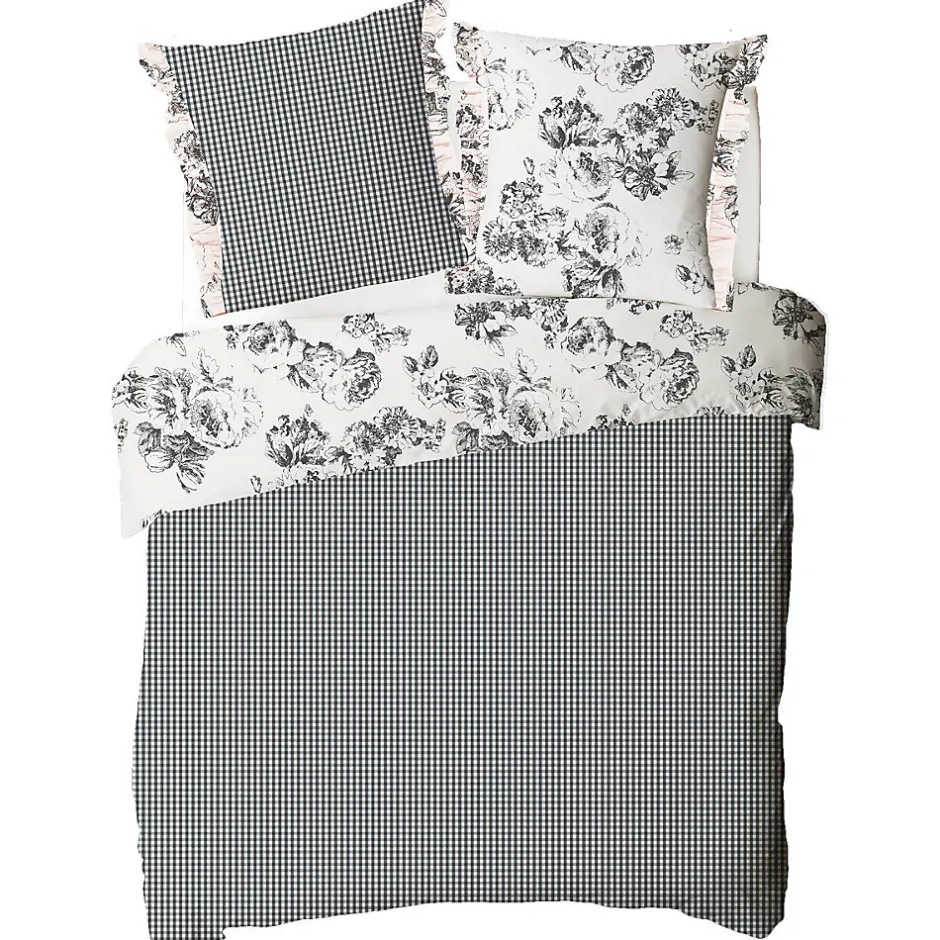 Future Home Parure de lit 2 personnes en coton 57 fils imprimé ecru 260x240cm New