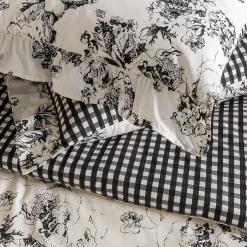 Future Home Parure de lit 2 personnes en coton 57 fils imprimé ecru 260x240cm New