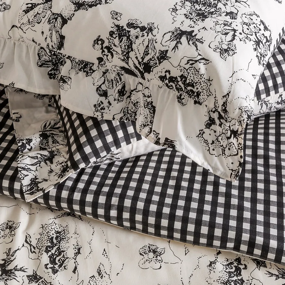 Future Home Parure de lit 2 personnes en coton 57 fils imprimé ecru 260x240cm New