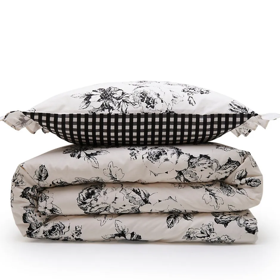 Future Home Parure de lit 2 personnes en coton 57 fils imprimé ecru 260x240cm New