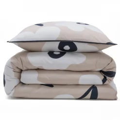 Future Home Parure de lit 2 personnes en coton 57 fils imprimé beige 240x220cm