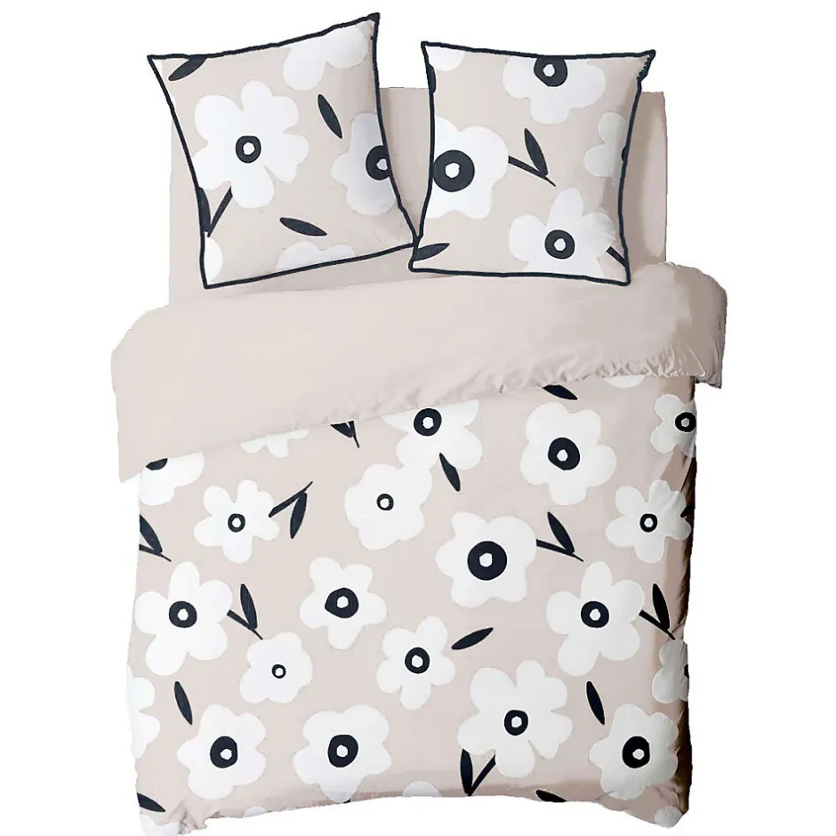 Future Home Parure de lit 2 personnes en coton 57 fils imprimé beige 240x220cm