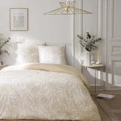 Future Home Parure de lit 2 personnes en satin de coton réversible 240x220cm