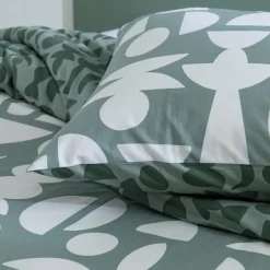 Future Home Parure de lit 2 personnes en coton 57 fils imprimé vert 240x220cm