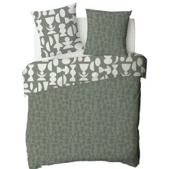 Future Home Parure de lit 2 personnes en coton 57 fils imprimé vert 240x220cm