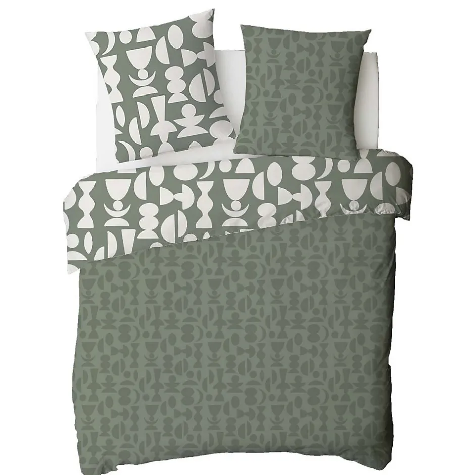 Future Home Parure de lit 2 personnes en coton 57 fils imprimé vert 240x220cm