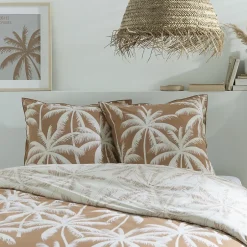 Future Home Parure de lit 2 personnes en coton 57 fils imprimé camel 260x240cm Clearance