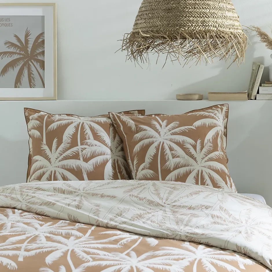 Future Home Parure de lit 2 personnes en coton 57 fils imprimé camel 260x240cm Clearance