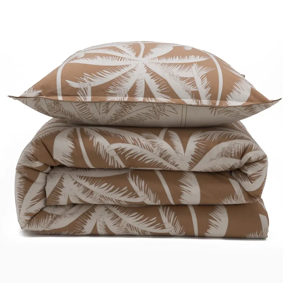 Future Home Parure de lit 2 personnes en coton 57 fils imprimé camel 260x240cm Clearance