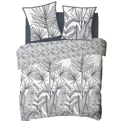 Future Home Parure de lit 2 personnes en coton 57 fils imprimé blanc 240x220cm Discount