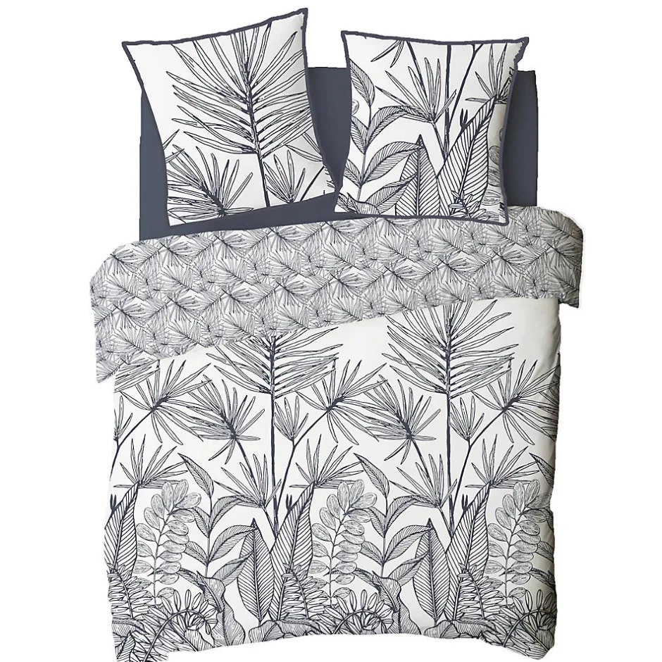 Future Home Parure de lit 2 personnes en coton 57 fils imprimé blanc 240x220cm Discount