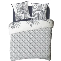 Future Home Parure de lit 2 personnes en coton 57 fils imprimé blanc 240x220cm Discount