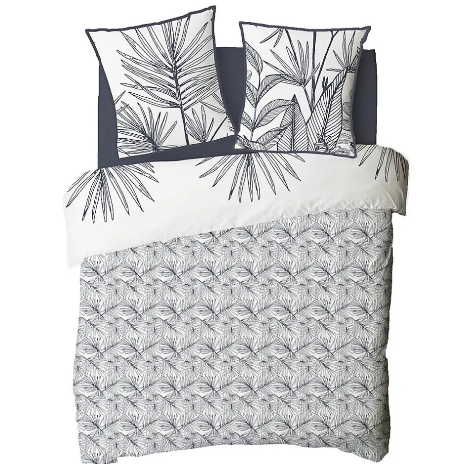 Future Home Parure de lit 2 personnes en coton 57 fils imprimé blanc 240x220cm Discount