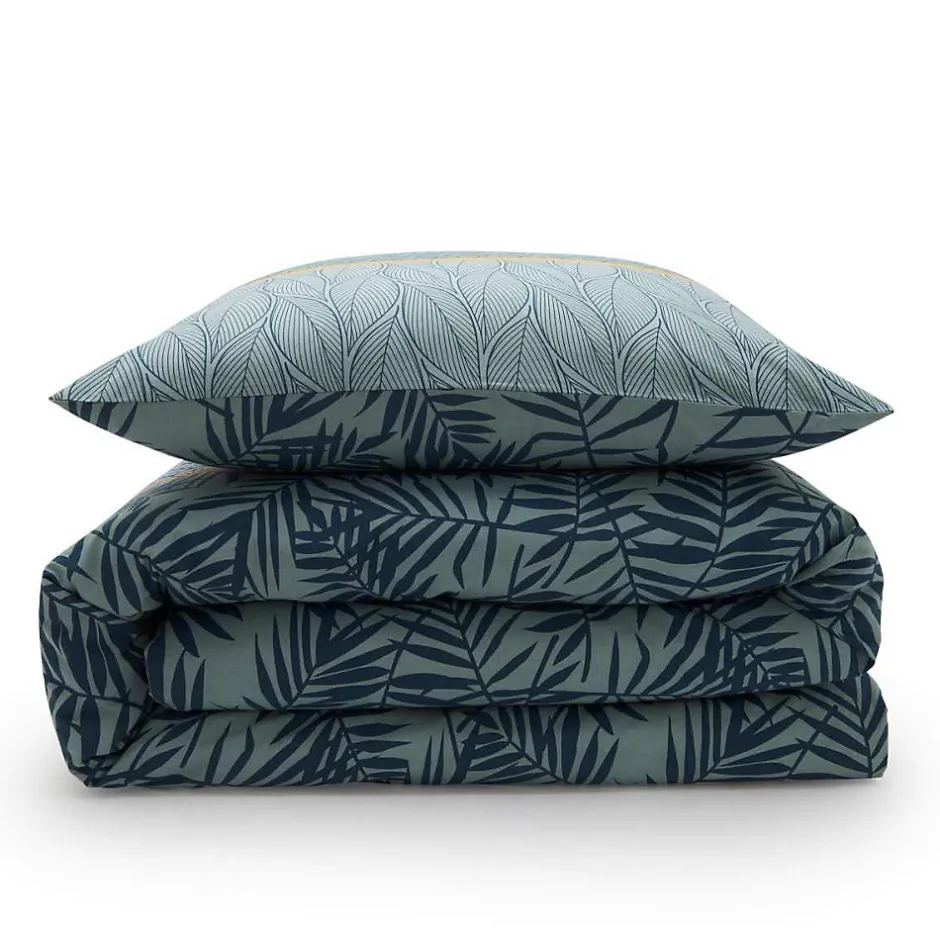Future Home Parure de lit 2 personnes en coton 57 fils imprimé vert 240x220cm
