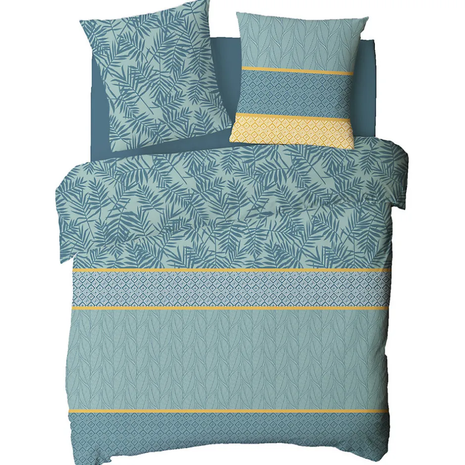 Future Home Parure de lit 2 personnes en coton 57 fils imprimé vert 240x220cm