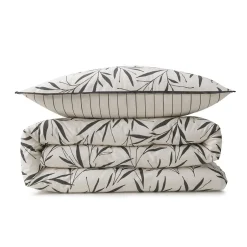 Future Home Parure de lit 2 personnes feuillage et rayures en coton 240x220cm New
