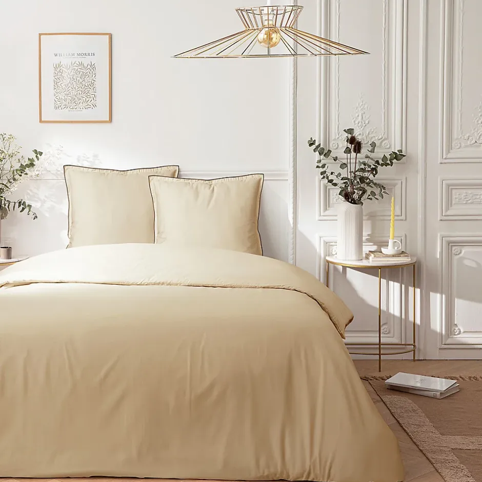 Future Home Parure de lit 2 personnes en satin de coton unie 260x240cm