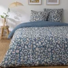 Future Home Parure de lit 2 personnes en percale 70 fils imprimé bleu
