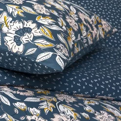 Future Home Parure de lit 2 personnes en percale 70 fils imprimé bleu