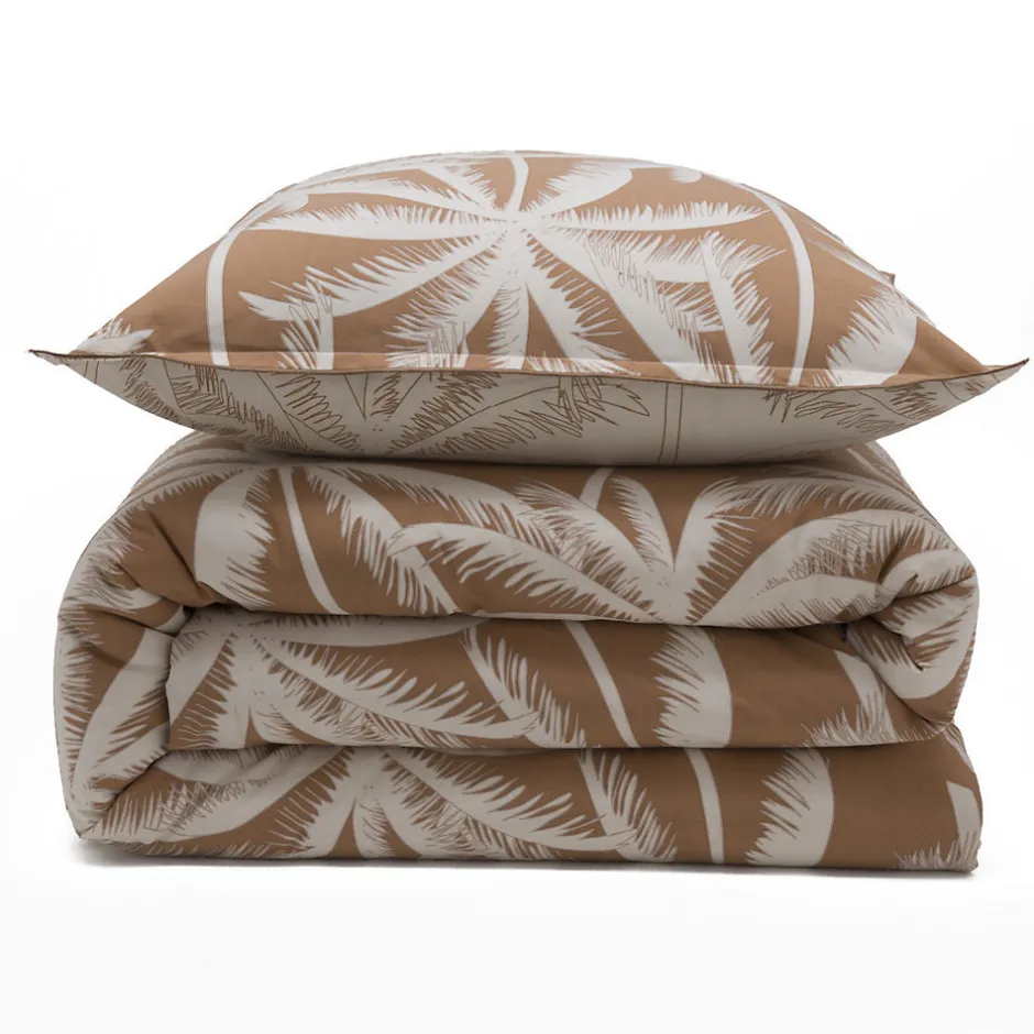 Future Home Parure de lit 2 personnes en coton 57 fils imprimé camel 240x220cm