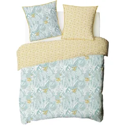 Future Home Parure de lit 2 personnes en coton 57 fils imprimé bleu 240x220cm New