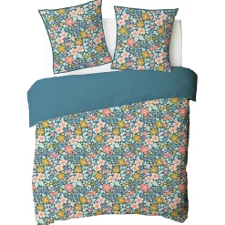 Future Home Parure de lit 2 personnes en coton 57 fils imprimé bleu 260x240cm Sale