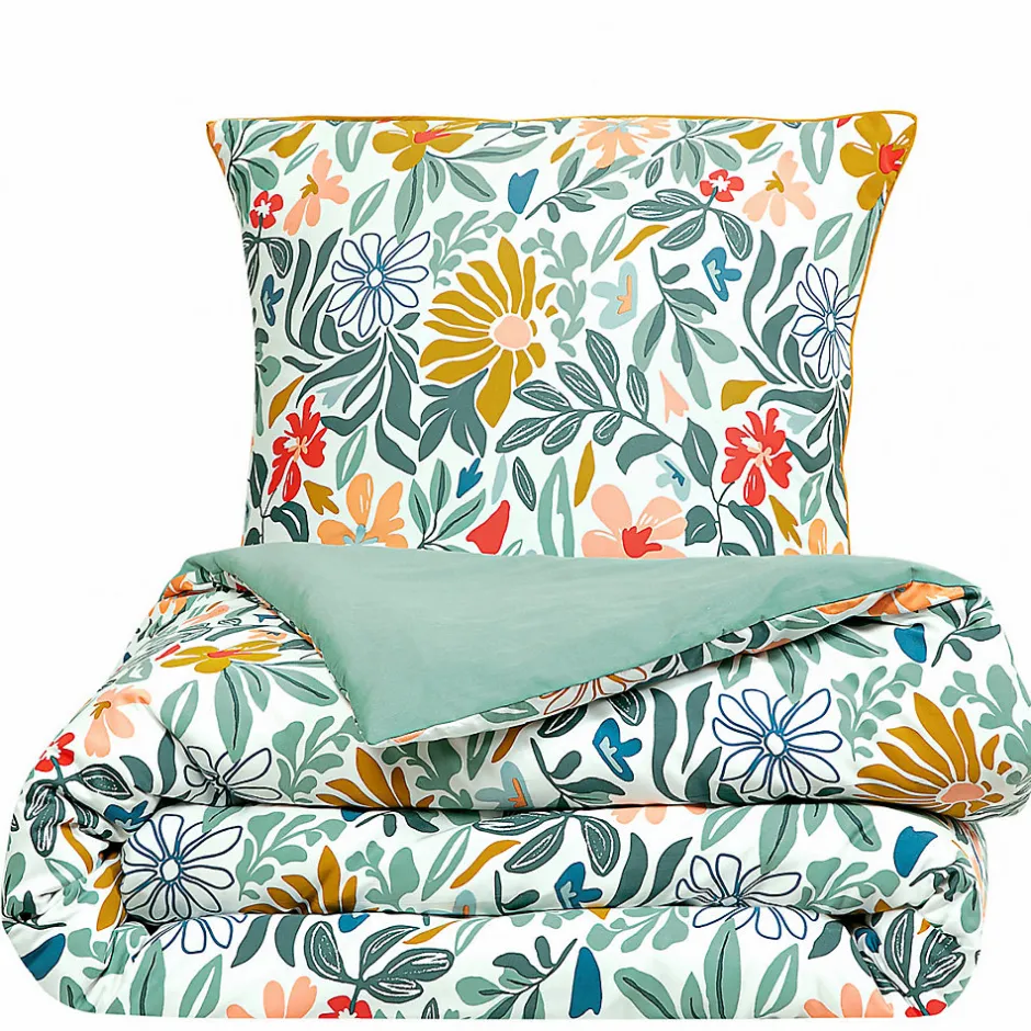 Future Home Parure de lit 2 personnes en satin de coton imprimé floral 240x220cm