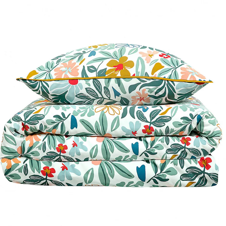 Future Home Parure de lit 2 personnes en satin de coton imprimé floral 240x220cm