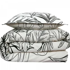 Future Home Parure de lit 2 personnes en satin de coton imprimé végétal 240x220cm Outlet