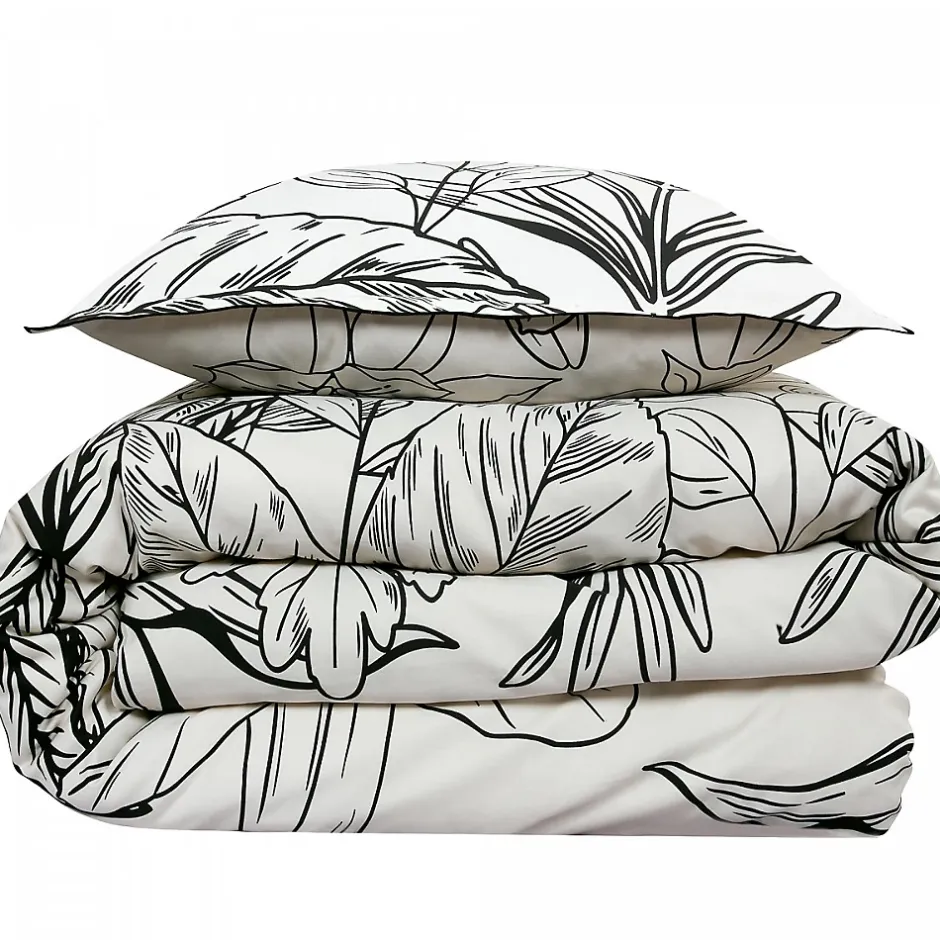 Future Home Parure de lit 2 personnes en satin de coton imprimé végétal 240x220cm Outlet