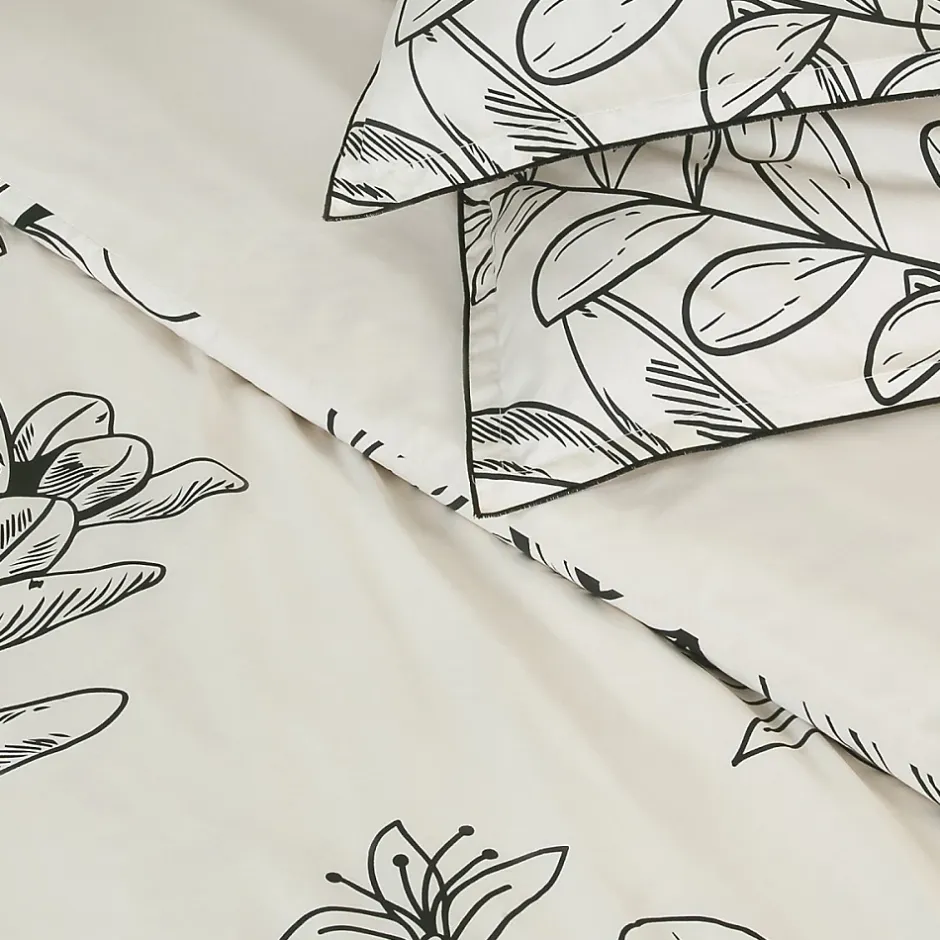 Future Home Parure de lit 2 personnes en satin de coton imprimé végétal 240x220cm Outlet