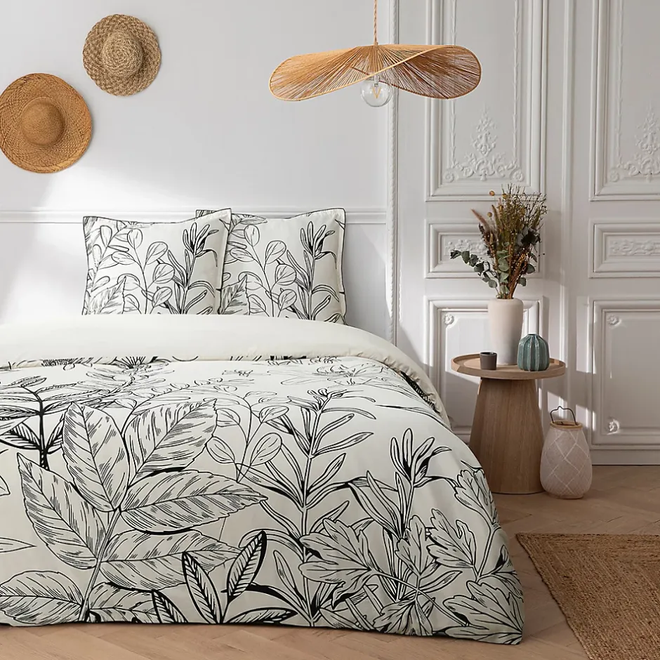 Future Home Parure de lit 2 personnes en satin de coton imprimé végétal 240x220cm Outlet