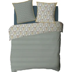 Future Home Parure de lit 2 personnes floral charme rayé 240x220cm