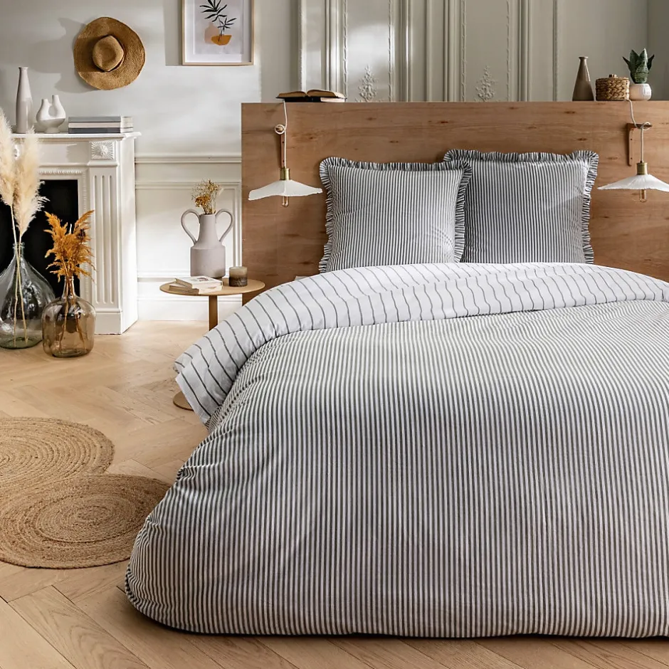 Future Home Parure de lit 2 personnes en coton 57 fils imprimé blanc 260x240cm Sale