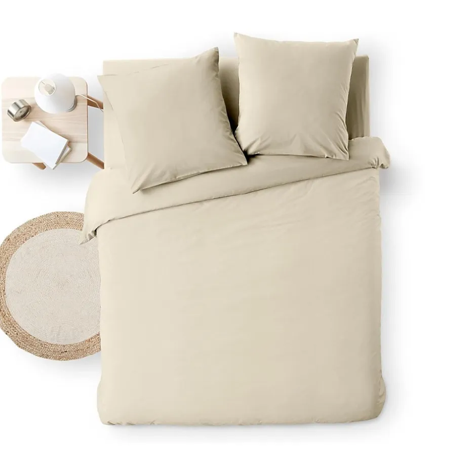 Douceur D'Intérieur Parure de Lit 3 Pièces 100% Coton Fils Teints Meline beige 260 x 240 cm Outlet