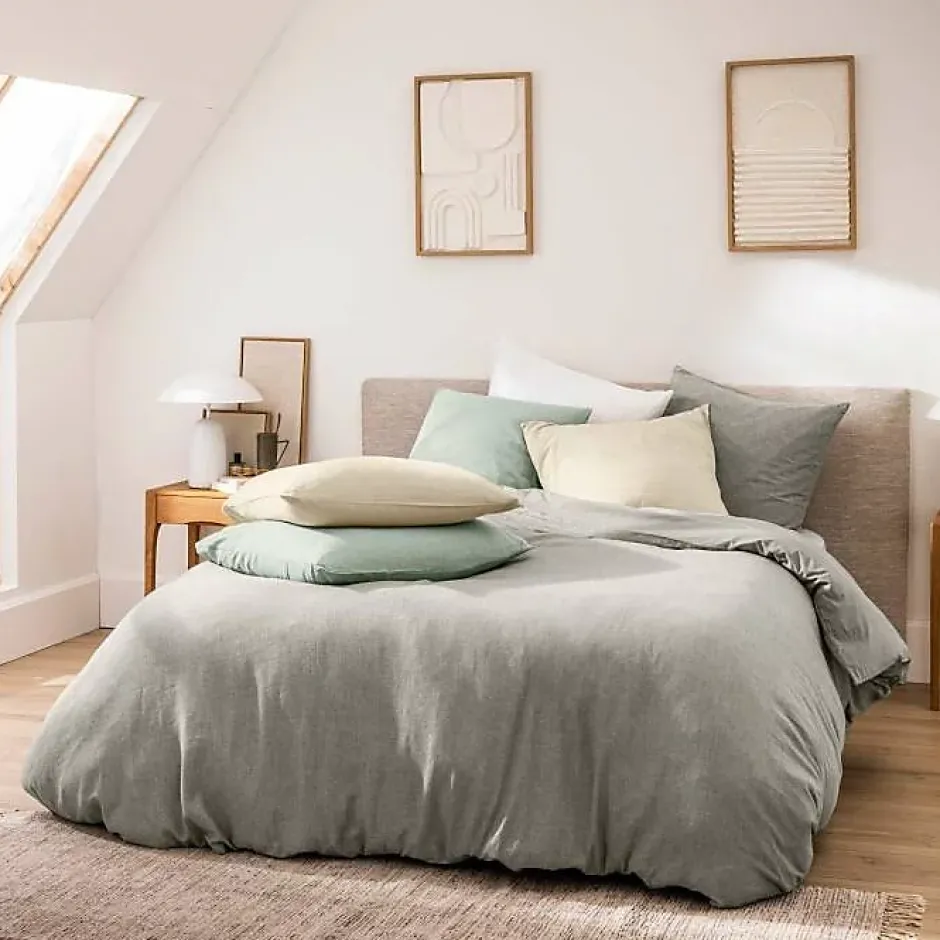 Douceur D'Intérieur Parure de Lit 3 Pièces 100% Coton Fils Teints Meline beige 260 x 240 cm Outlet