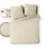 Douceur D'Intérieur Parure de Lit 3 Pièces 100% Coton Fils Teints Meline beige 240 x 220 cm