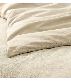 Douceur D'Intérieur Parure de Lit 3 Pièces 100% Coton Fils Teints Meline beige 240 x 220 cm