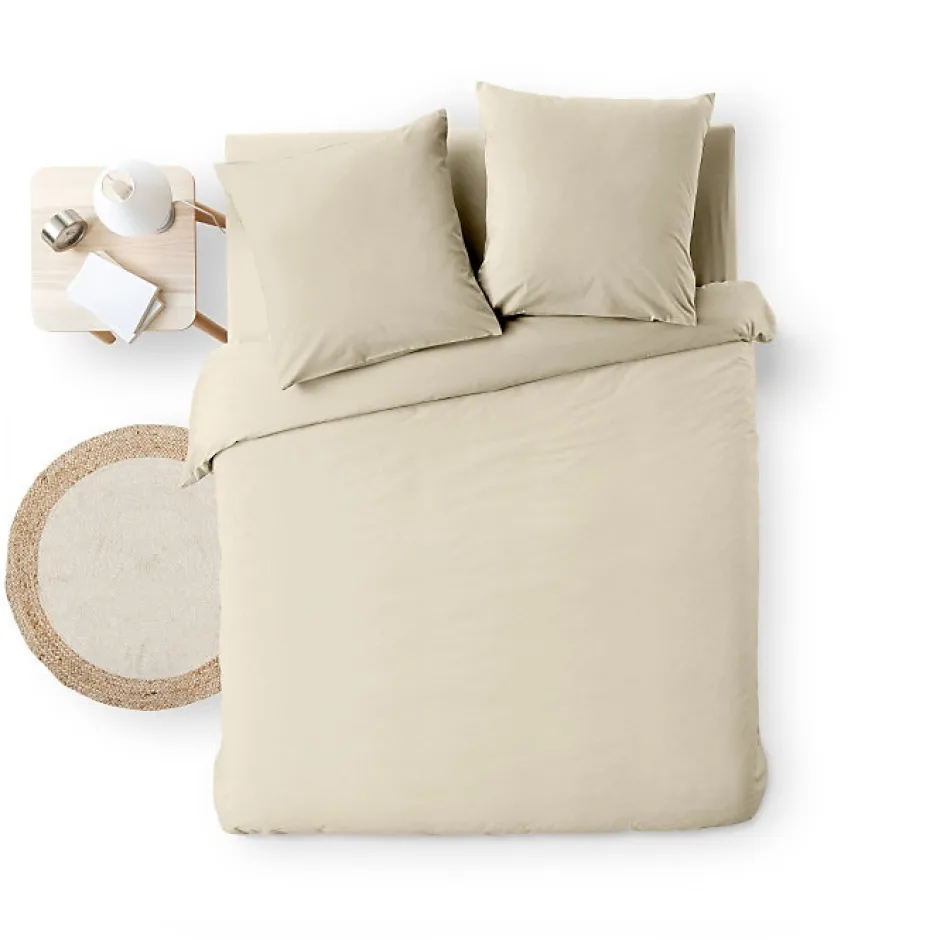 Douceur D'Intérieur Parure de Lit 3 Pièces 100% Coton Fils Teints Meline beige 240 x 220 cm