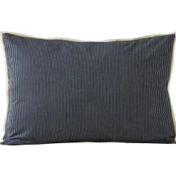 Linnea Parure de lit 3 pièces : housse 260x240 cm et taies 50x70 cm coton BRIXTON à rayures noires