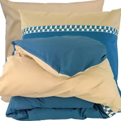 Linnea Parure de lit 3 pièces : housse 260x240 cm et taies 65x65 cm en percale de coton LINOA bleu cobalt New