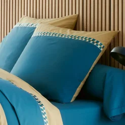 Linnea Parure de lit 3 pièces : housse 260x240 cm et taies 65x65 cm en percale de coton LINOA bleu cobalt New