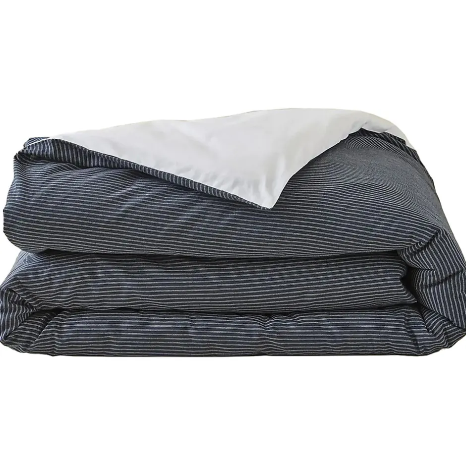 Linnea Parure de lit 3 pièces : housse 200x200 cm et taie 50x70 cm coton BRIXTON à rayures noires