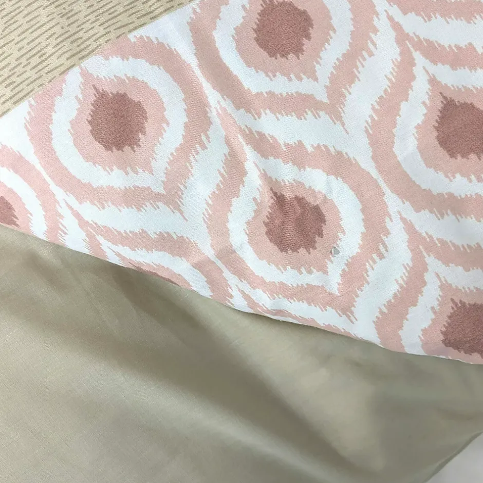 Linnea Parure de lit 3 pièces : housse 240x220 cm et taies 50x70 cm coton INOUK rose/beige Online
