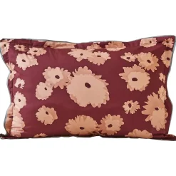 Linnea Parure de lit 2 pièces : housse 140x200 cm et taie 50x80 cm satin de coton COUP DE FOUDRE prune/caramel
